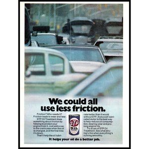 1975 STP Oil Treatment Vintage Print Ad Traffic Jam Rush Hour Friction Wall Art